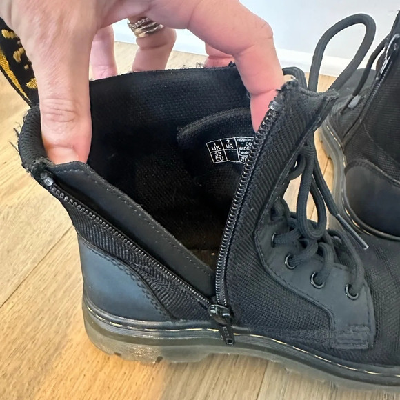 Dr Martens Combs J Youth Canvas Black Combat Boot Size 2 JY004 SH07W‎ - Picture 7 of 8